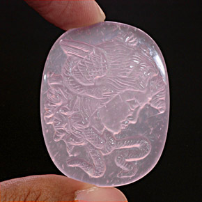 87.42 ct Pink Rose Quartz Gemstone, Rose Quartz Gem in Medusa Cameo Shape for Sale.