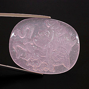 87.42 ct Pink Rose Quartz Stone, Natural Rose Quartz in Medusa Cameo Shape for Sale