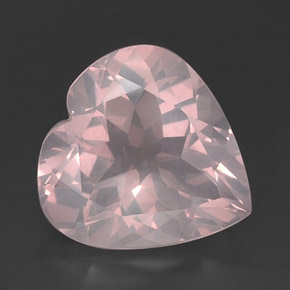 14.43 ct Pink Rose Quartz Gemstone, Rose Quartz Gem in Heart Facet Shape for Sale.