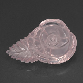 29.80 ct Pink Rose Quartz Gemstone, Rose Quartz Gem in Carved Rose Shape for Sale.