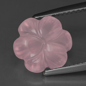 4.34 ct Pink Rose Quartz Stone, Natural Rose Quartz in Flower-Cut Shape for Sale