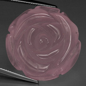 58.19 ct Pink Rose Quartz Gemstone, Rose Quartz Gem in Carved Rose Shape for Sale.