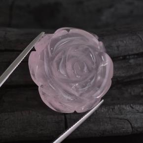 53.41 ct Pink Rose Quartz Gemstone, Rose Quartz Gem in Carved Rose Shape for Sale.