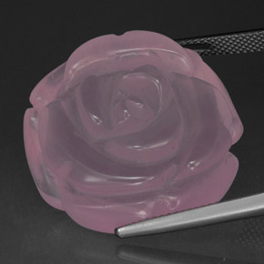 48.86 ct Pink Rose Quartz Gemstone, Rose Quartz Gem in Carved Rose Shape for Sale.