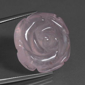37.94 ct Pink Rose Quartz Gemstone, Rose Quartz Gem in Carved Rose Shape for Sale.