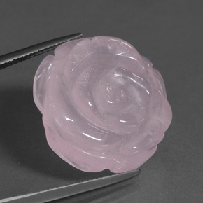 34.64 ct Pink Rose Quartz Gemstone, Rose Quartz Gem in Carved Rose Shape for Sale.