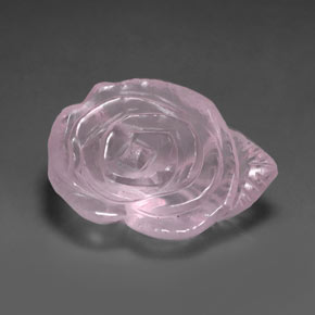 27.23 ct Pink Rose Quartz Gemstone, Rose Quartz Gem in Carved Flower Shape for Sale.