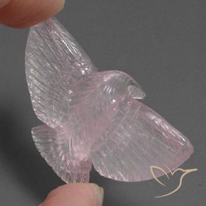 37.25 ct Pink Rose Quartz Gemstone, Rose Quartz Gem in Carved Bird Shape for Sale.