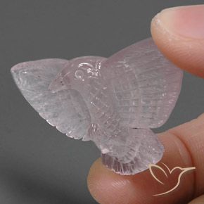 37.25 ct Pink Rose Quartz Stone, Natural Rose Quartz in Carved Bird Shape for Sale