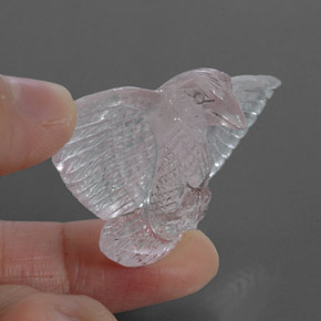 Very Light Pink Rosenquarz Edelstein - 70.3ct Vogelschnitzerien (ID: 336475)