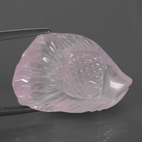 23.80 ct Pink Rose Quartz Stone, Natural Rose Quartz in Carved Fish Shape for Sale