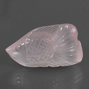 15.69 ct Pink Rose Quartz Gemstone, Rose Quartz Gem in Carved Fish Shape for Sale.