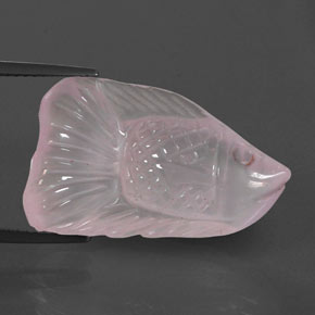 15.69 ct Pink Rose Quartz Stone, Natural Rose Quartz in Carved Fish Shape for Sale
