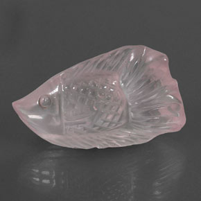 20.56 ct Pink Rose Quartz Gemstone, Rose Quartz Gem in Carved Fish Shape for Sale.