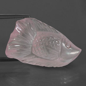 20.56 ct Pink Rose Quartz Stone, Natural Rose Quartz in Carved Fish Shape for Sale