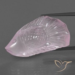 Quartz Rose Rose carved fish d'Afrique du Sud, 30,4 x 16,2mm, poids de 22,13 ct, pierre gemme naturelle Non traité de pureté Transparent / Translucide, 1 pièce Quartz Rose, couleur Rose bubblegum, dureté Mohs de 7 convient aux bijoux de tous les jours, pierre de sagesse, Photo A