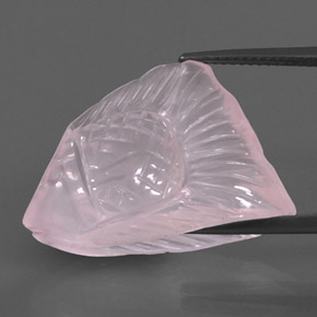 Light Pink Rose Quartz Gem - 22.6ct Carved Fish (ID: 345239)