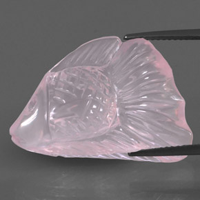 22.25 ct Pink Rose Quartz Gemstone, Rose Quartz Gem in Carved Fish Shape for Sale.