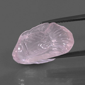 9.75 ct Pink Rose Quartz Gemstone, Rose Quartz Gem in Carved Fish Shape for Sale.
