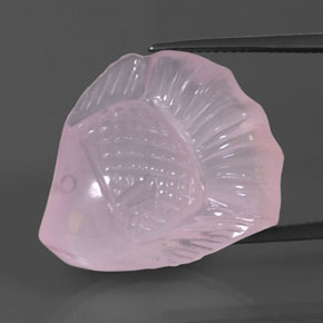 Bubblegum Pink Rose Quartz Gem - 31.5ct Carved Fish (ID: 345359)