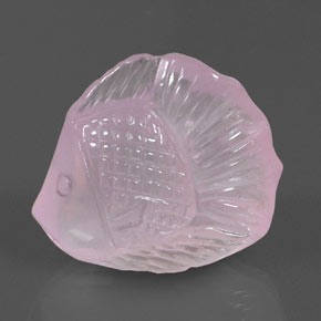 31.53 ct Pink Rose Quartz Stone, Natural Rose Quartz in Carved Fish Shape for Sale