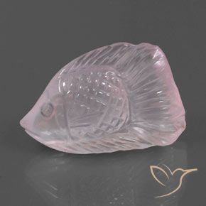 21.66 ct Pink Rose Quartz Stone, Natural Rose Quartz in Carved Fish Shape for Sale