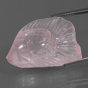 Rose Pink Rose Quartz Gem - 21.2ct Carved Fish (ID: 345362)