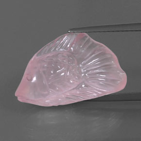 8.48 ct Pink Rose Quartz Gemstone, Rose Quartz Gem in Carved Fish Shape for Sale.