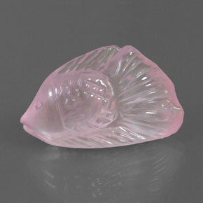 8.48 ct Pink Rose Quartz Stone, Natural Rose Quartz in Carved Fish Shape for Sale