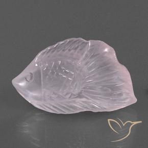20.42 ct Pink Rose Quartz Stone, Natural Rose Quartz in Carved Fish Shape for Sale