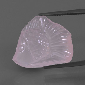 13.17 ct Pink Rose Quartz Gemstone, Rose Quartz Gem in Carved Fish Shape for Sale.