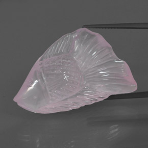39.00 ct Pink Rose Quartz Gemstone, Rose Quartz Gem in Carved Fish Shape for Sale.