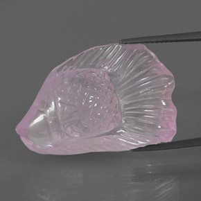 30.01 ct Pink Rose Quartz Gemstone, Rose Quartz Gem in Carved Fish Shape for Sale.