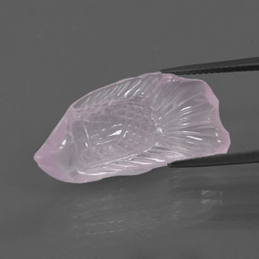 15.57 ct Pink Rose Quartz Gemstone, Rose Quartz Gem in Carved Fish Shape for Sale.