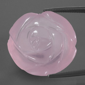 40.85 ct Pink Rose Quartz Gemstone, Rose Quartz Gem in Carved Rose Shape for Sale.