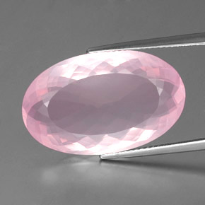 20.77 ct Pink Rose Quartz Gemstone, Rose Quartz Gem in Oval Portuguese-Cut Shape for Sale.