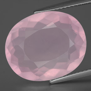 11.44 ct Pink Rose Quartz Gemstone, Rose Quartz Gem in Oval Facet Shape for Sale.