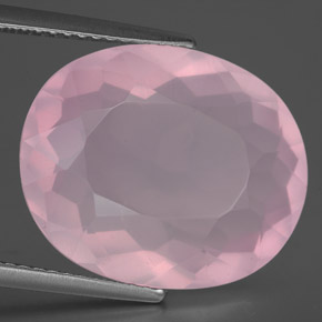 11.44 ct Pink Rose Quartz Stone, Natural Rose Quartz in Oval Facet Shape for Sale