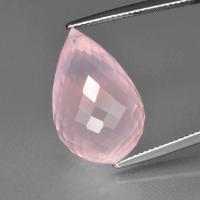20.94 ct Pink Rose Quartz Gemstone, Rose Quartz Gem in Briolette with Hole Shape for Sale.