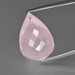 hellrosa Rosenquarz Edelstein - 21.7ct Briolette mit Loch (ID: 364898)