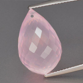 Rose Pink Rose Quartz Gem - 16.3ct Briolette with Hole (ID: 364921)