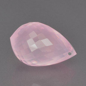 16.26 ct Pink Rose Quartz Stone, Natural Rose Quartz in Briolette with Hole Shape for Sale
