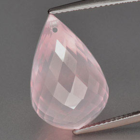 Coral Pink Rose Quartz Gem - 16.9ct Briolette with Hole (ID: 364922)