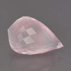 16.94 ct Pink Rose Quartz Stone, Natural Rose Quartz in Briolette with Hole Shape for Sale