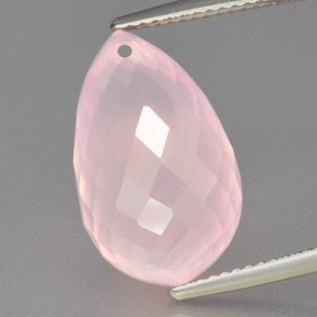 13.53 ct Pink Rose Quartz Gemstone, Rose Quartz Gem in Briolette with Hole Shape for Sale.