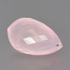 13.53 ct Pink Rose Quartz Stone, Natural Rose Quartz in Briolette with Hole Shape for Sale