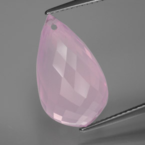 13.07 ct Pink Rose Quartz Gemstone, Rose Quartz Gem in Briolette with Hole Shape for Sale.