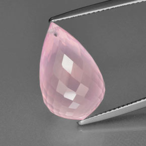 12.76 ct Pink Rose Quartz Gemstone, Rose Quartz Gem in Briolette with Hole Shape for Sale.