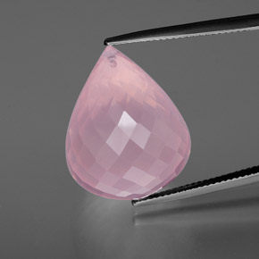 37.97 ct Pink Rose Quartz Gemstone, Rose Quartz Gem in Briolette with Hole Shape for Sale.