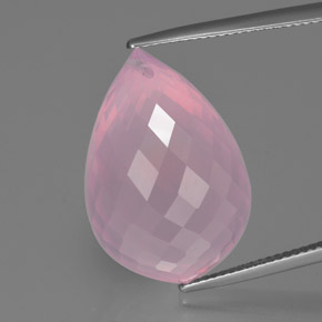 33.95 ct Pink Rose Quartz Gemstone, Rose Quartz Gem in Briolette with Hole Shape for Sale.